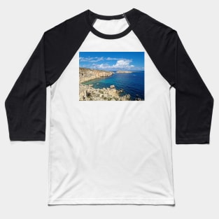 Rocky Coastline Panorama Baseball T-Shirt